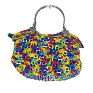 VINTAGE eco friendly can tab soda pop top crochet handbag‎ purse